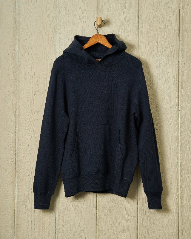 Men's Sweaters with Dropped ShouldersWharf Knit Hoodie in Navy