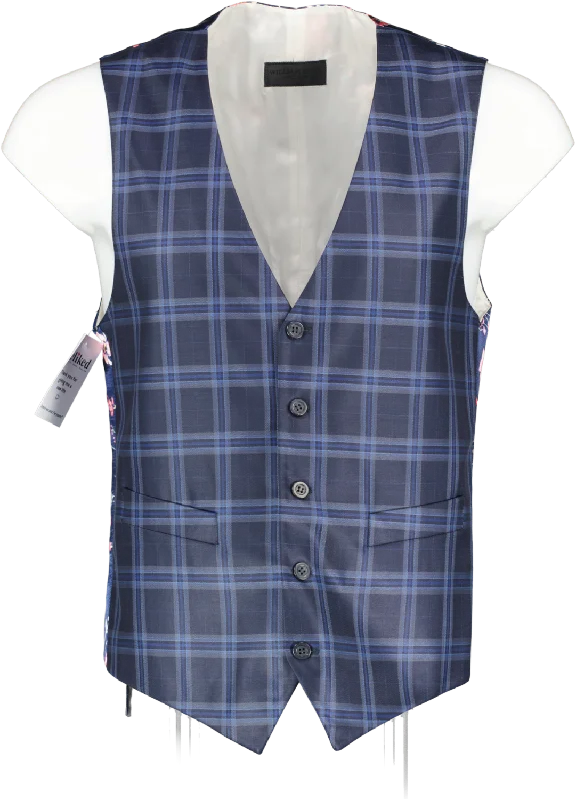 Men's Shirts with Double-Breasted DesignsWilliam Hunt Blue 100% Wool Tartan Waistcoat UK M