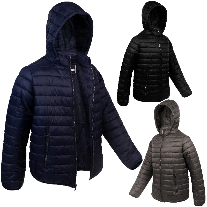 Lightweight Men's WindbreakersMen's Hooded Warm Winter Wholesale Coats in Assorted Colors & Sizes - Bulk Case of 12 Winter Jackets