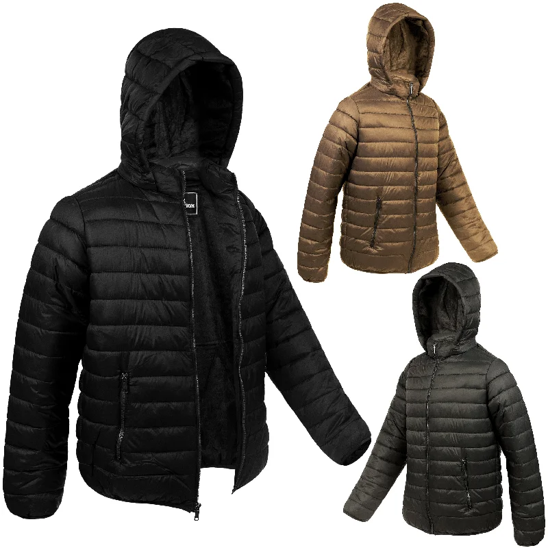 Men's Coats with PocketsMen's Hooded Warm Winter Wholesale Coats in 3 Assorted Colors & Sizes - Bulk Case of 12 Winter Jackets