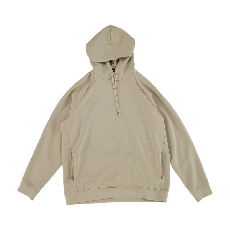 Men's Coats with Removable LiningsBeige Solid Hoodie Pullover