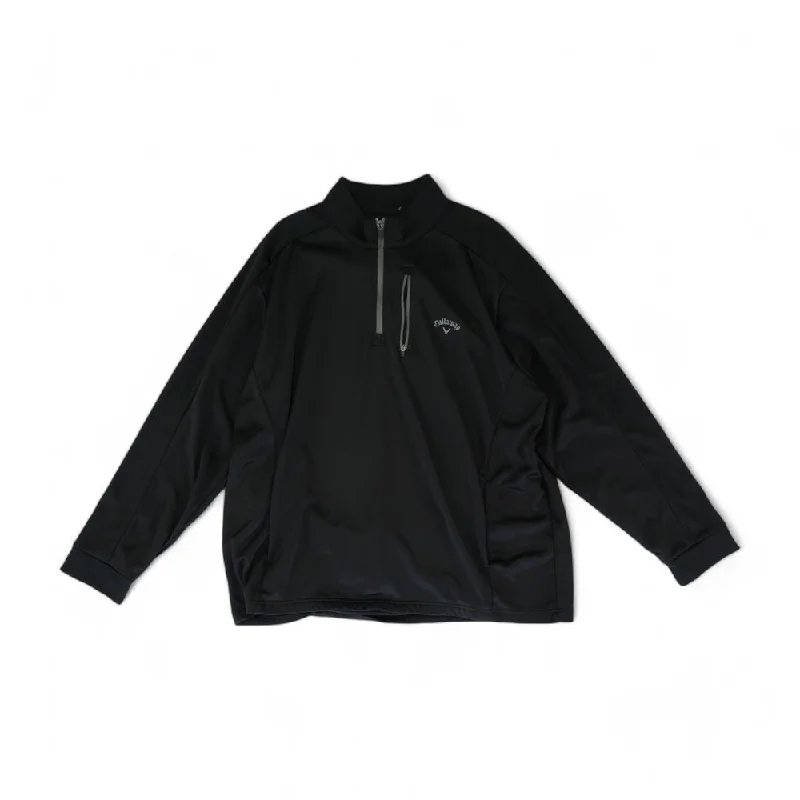 Men's Coats with Military InfluenceBlack Solid 1/4 Zip Pullover