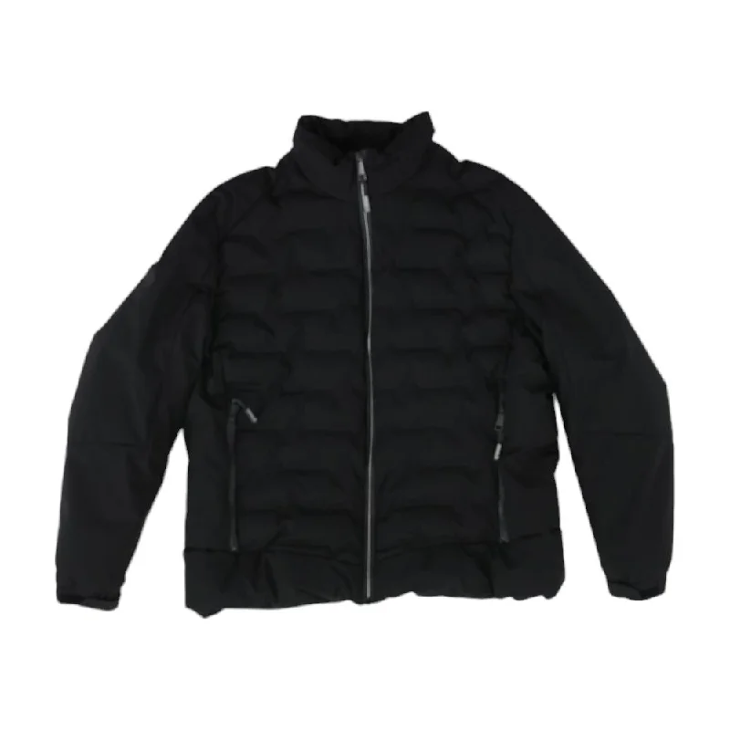 Men's Coats with ZippersBlack Solid Puffer Jacket