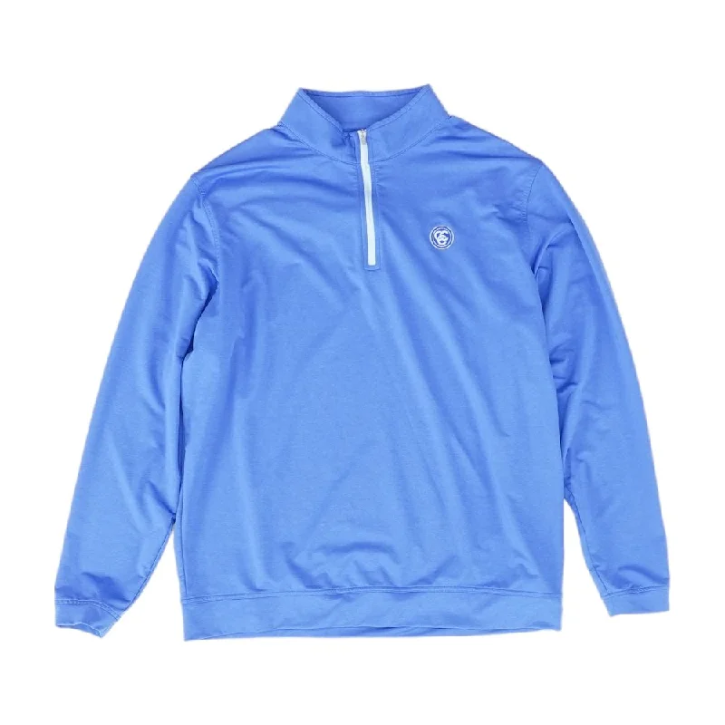 Weather-Resistant Men's CoatsBlue Solid 1/4 Zip Pullover