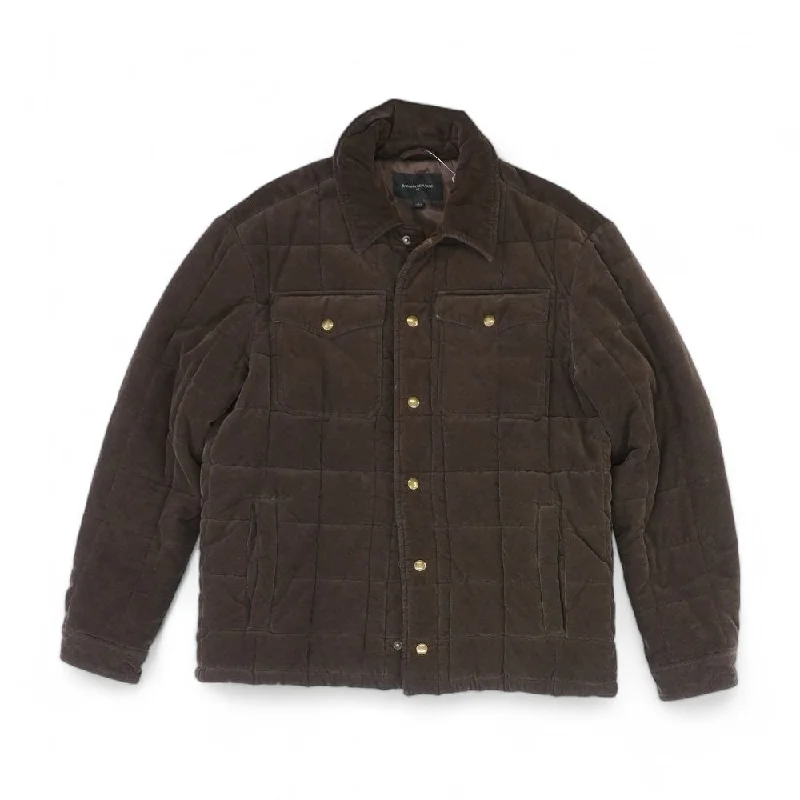 Men's Coats with Down InsulationBrown Solid Bomber Jacket