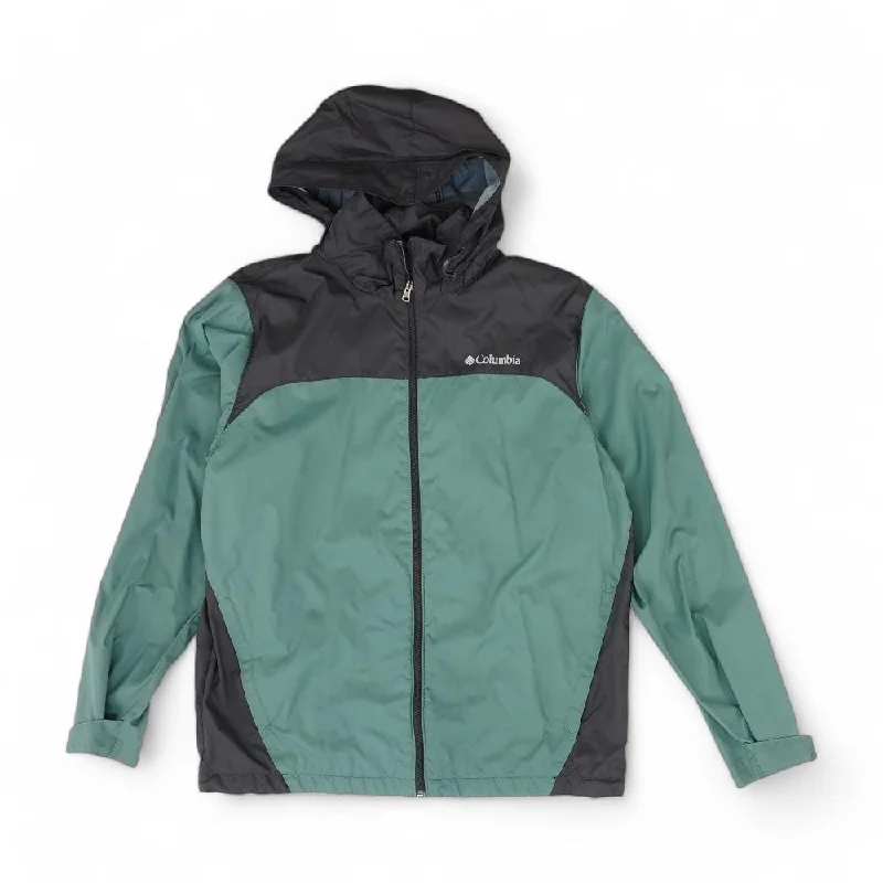 Waterproof Men's ParkasGreen Color Block Rain Jacket