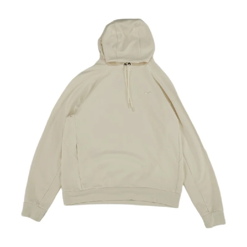 Men's Coats with PocketsIvory Solid Hoodie Pullover