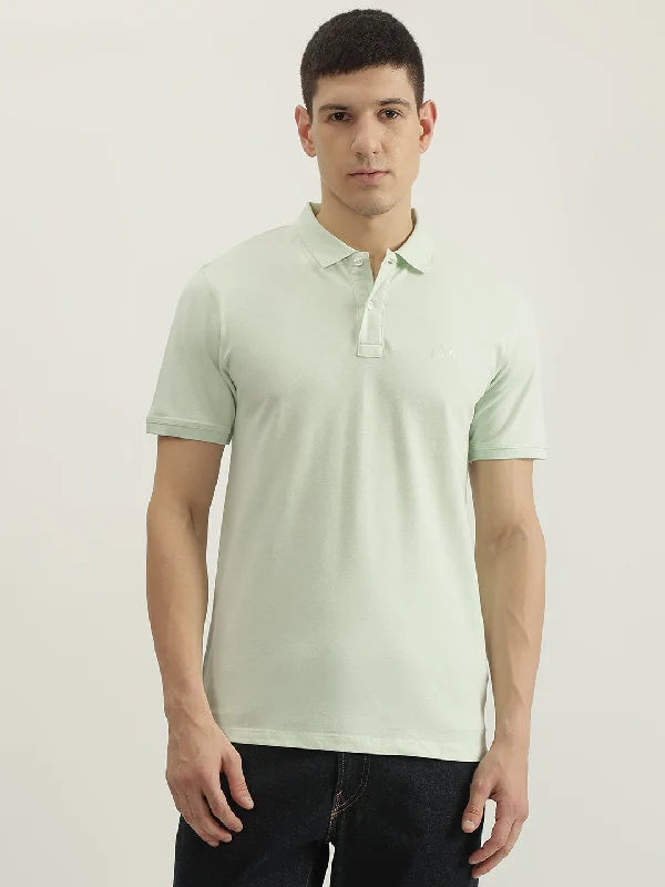 Men's Coats with HoodsLindbergh Men Green Solid Polo Collar Short Sleeves T-shirt