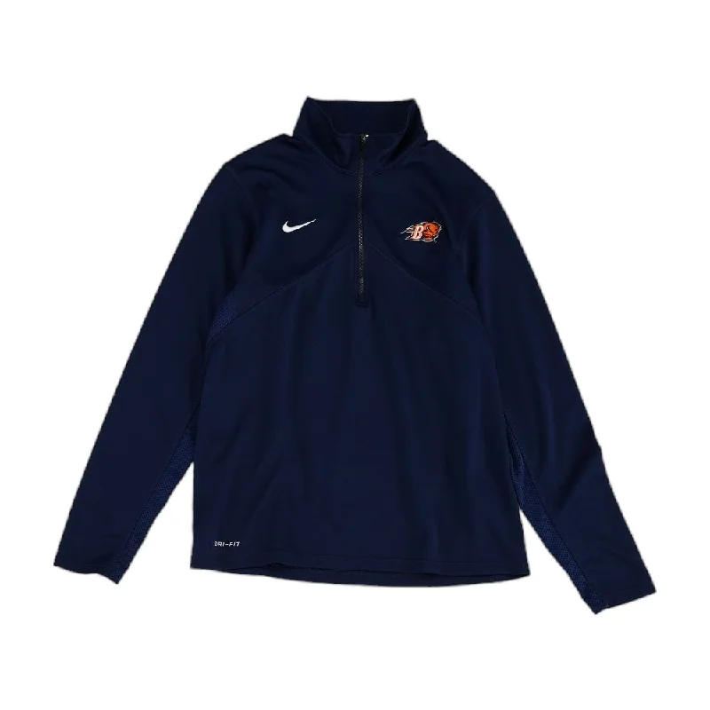 Men's Coats with Magnetic ClosuresNavy Solid Bucknell Bison 1/4 Zip Pullover