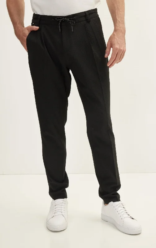 Men's Pants with Shallow PocketsCasual Drawstring Pants - Black