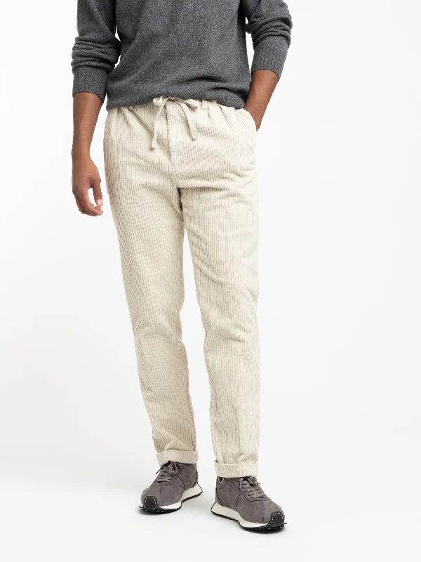 Men's Pants with Button-Down PocketsOff White Corduroy Jogger Pants