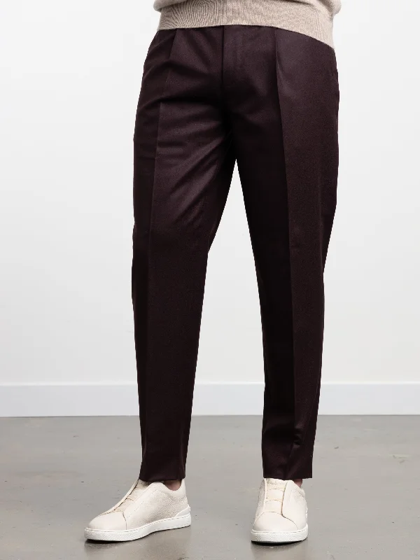 Men's Pants with Welt PocketsBurgundy Wool Trousers