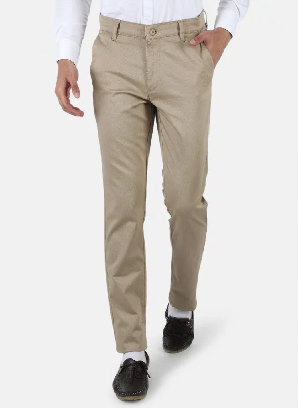 Men's Pants with Stain-Resistant TreatmentMen Beige Smart Fit Trouser