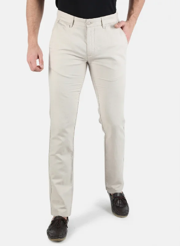 Men's Pants with Graphic PrintsMen Beige Smart Fit Trouser