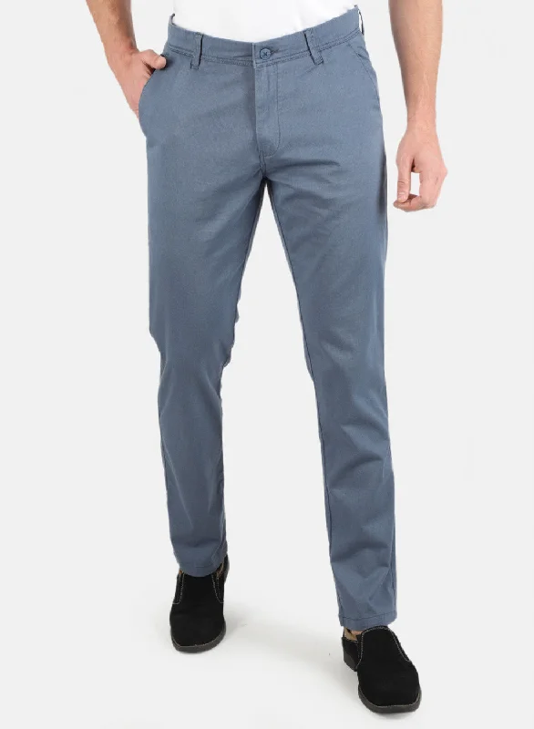 Men's Pants with Side PocketsMen Blue Smart Fit Trouser