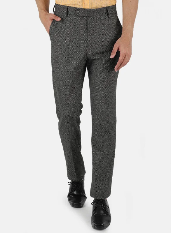 Men's Patterned Pants with ChecksMen Grey Tailor Fit Trouser