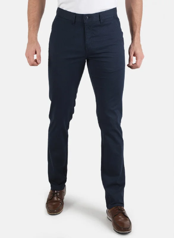 Men's Skinny Jeans for a Trendy LookMen Navy Blue Smart Fit Trouser