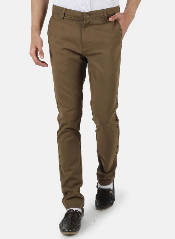 Men's High-Waisted Pants for a Retro StyleMen Olive Slim Fit Trouser