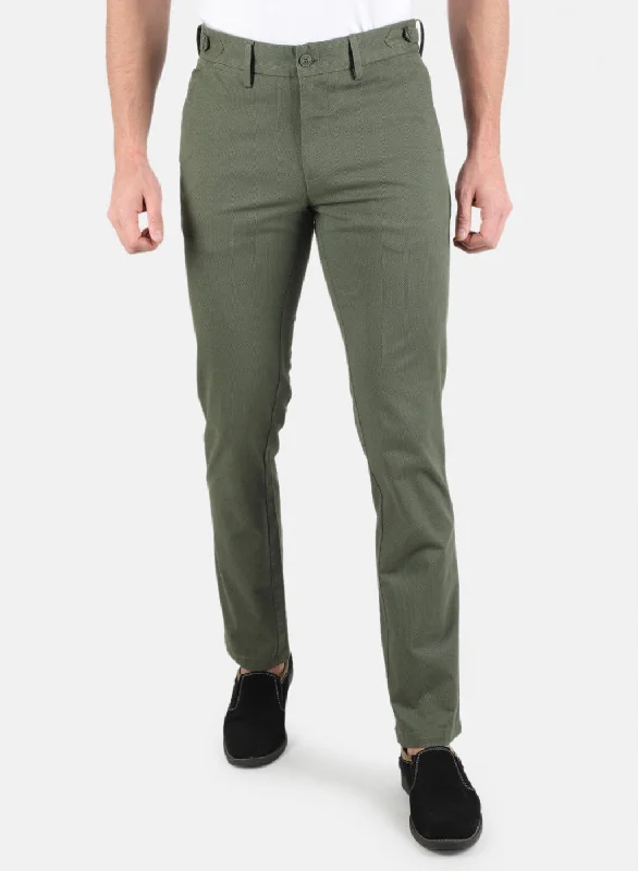 Men's Work Pants for Durability and ComfortMen Olive Smart Fit Trouser