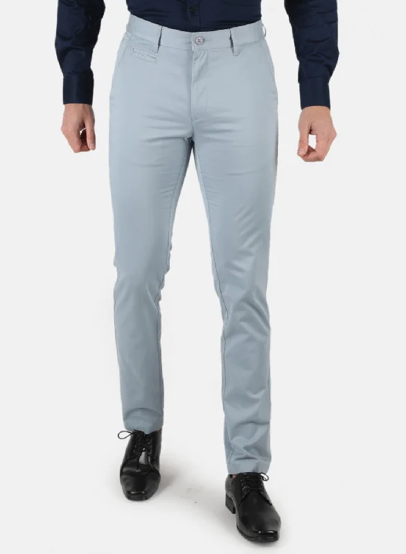 Men's Pants with Antimicrobial TreatmentMen Sky Blue Smart Fit Trouser