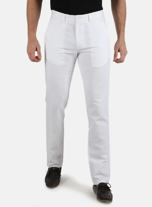 Men's Pants with Flap PocketsMen White Smart Fit Trouser