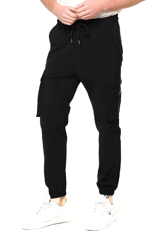 Men's Drawstring Pants for AdjustabilitySide Zip-Pocket Track Pants - Black