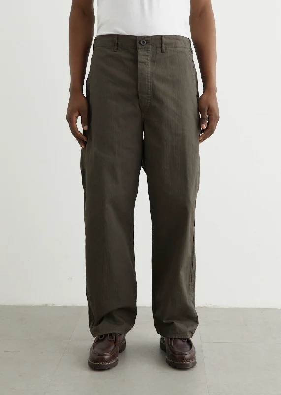 Men's High-Waisted Pants for a Retro StyleWide Fit French Work Pants